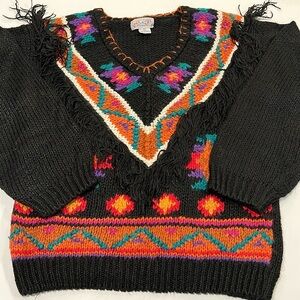 Spice of Life - vintage southwest style sweater,‎ fringe